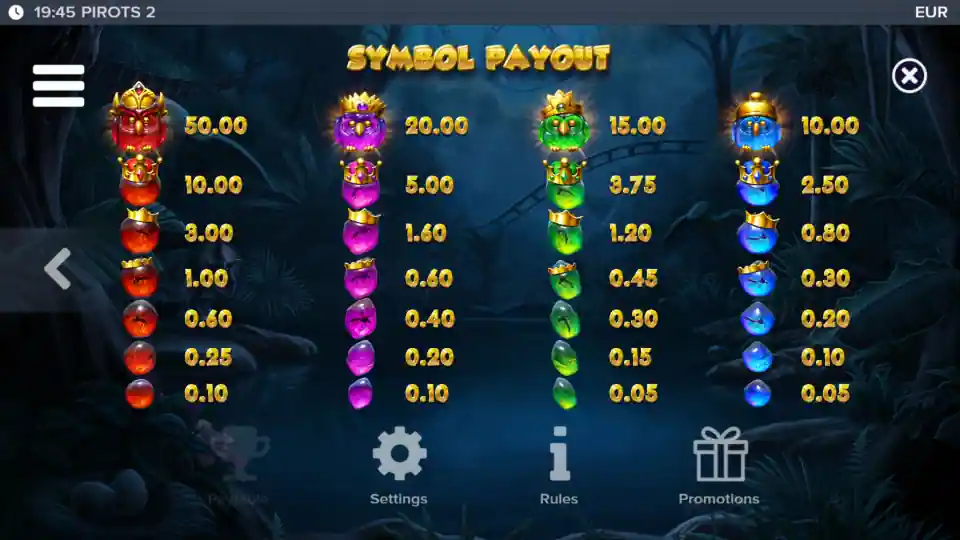 Pirots 2 Symbols