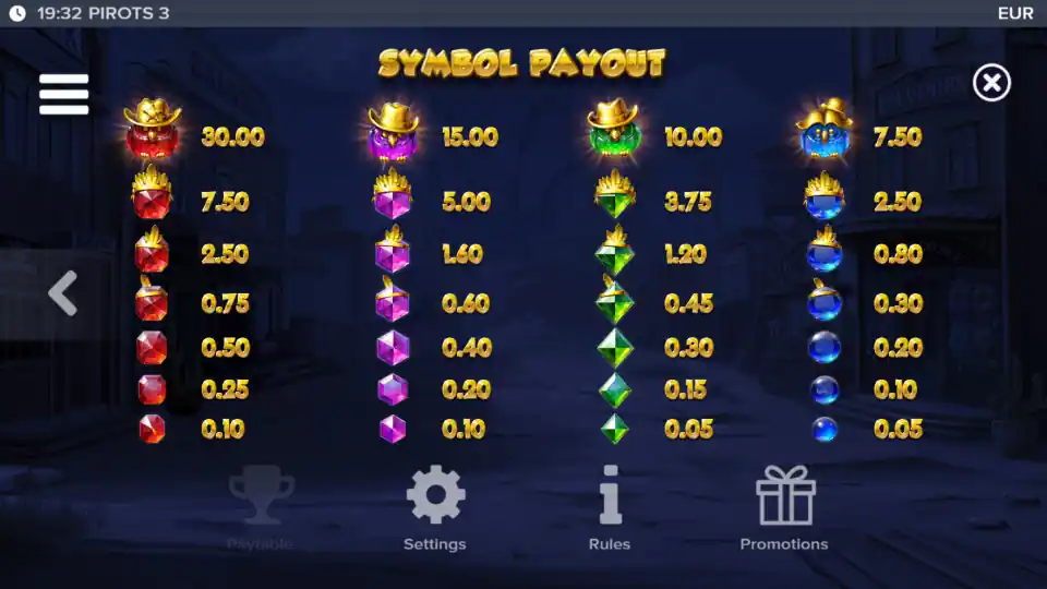 Pirots 3 Symbols
