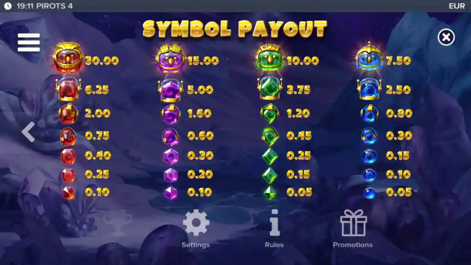 Pirots 4 Symbols